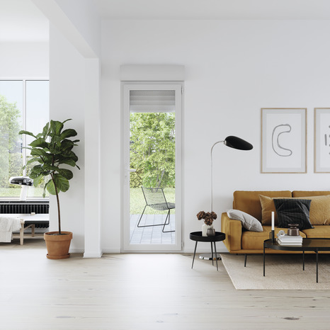 Porte-fenêtre PVC blanc 1 vantail droit + volet roulant H.205 x l.80 cm - GoodHome - Brico Dépôt