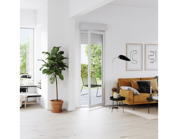 Porte-fenêtre PVC blanc 1 vantail gauche + volet roulant H.205 x l.80 cm - GoodHome - Brico Dépôt