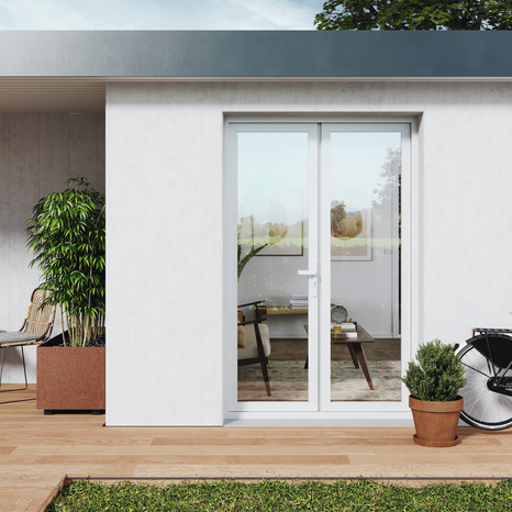 Porte-fenêtre PVC blanc 2 vantaux H.225 x l.120 cm - GoodHome - Brico Dépôt