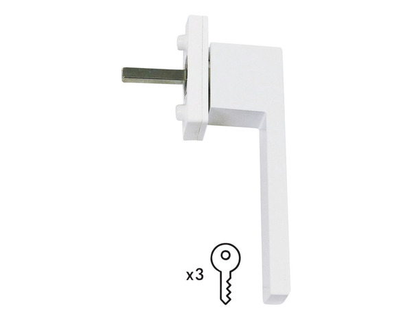 Poignée alu blanc + clés pour fen PVC carrée - GoodHome - Brico Dépôt