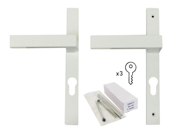 Poignée alu blanche + clés pour porte fenêtre PVC - GoodHome - Brico Dépôt