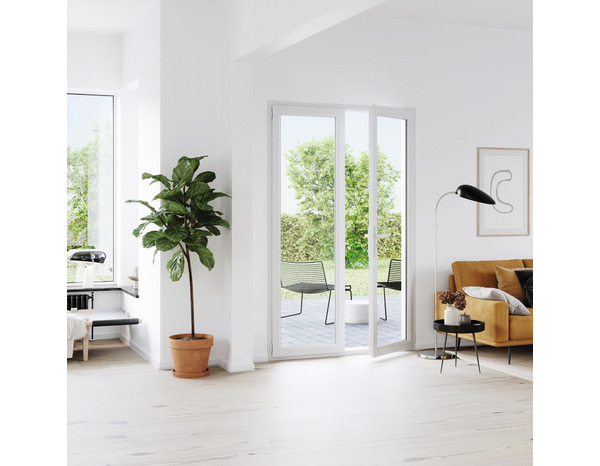 Porte-fenêtre PVC blanc 2 vantaux H.215 x l.120 cm - GoodHome - Brico Dépôt