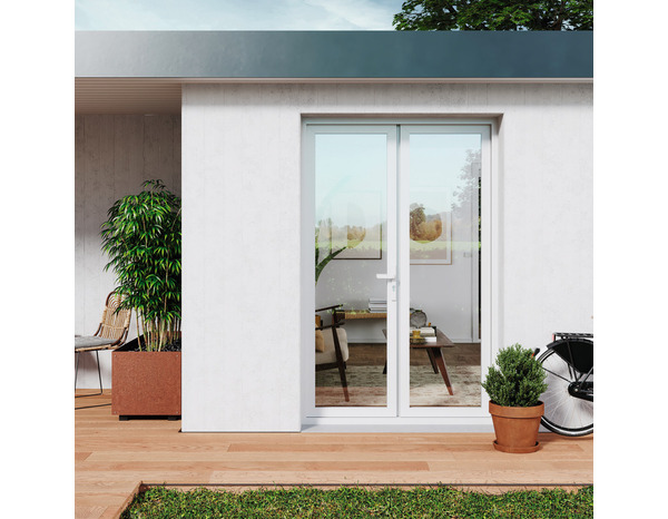 Porte-fenêtre PVC blanc 2 vantaux H.215 x l.120 cm - GoodHome - Brico Dépôt