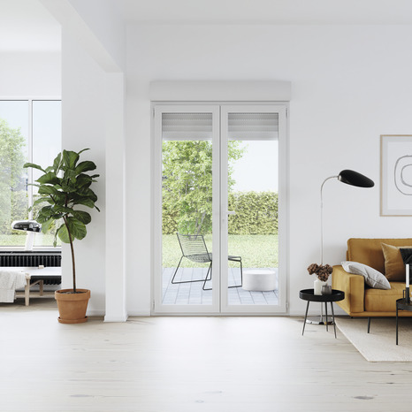 Porte-fenêtre PVC blanc 2 vantaux + volet roulant H.215 x l.120 cm - GoodHome - Brico Dépôt