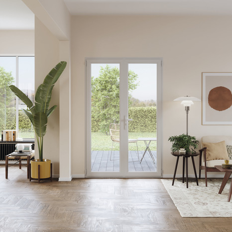 Porte-fenêtre PVC blanc 2 vantaux H.215 x l.140 cm - GoodHome - Brico Dépôt