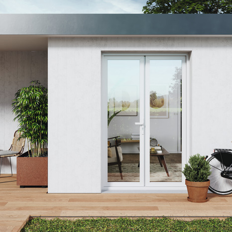 Porte-fenêtre PVC blanc 2 vantaux H.215 x l.140 cm - GoodHome - Brico Dépôt