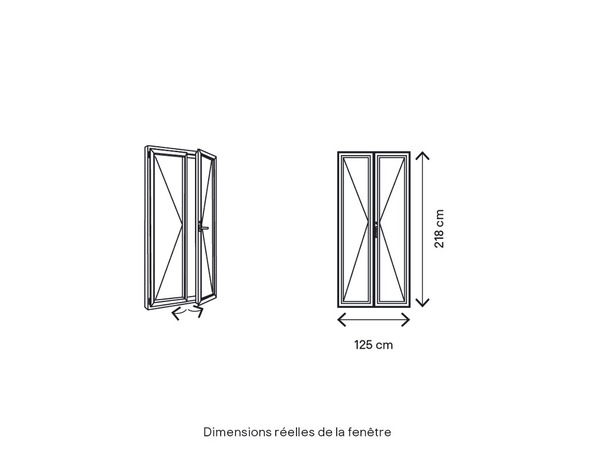 Porte-fenêtre PVC blanc 2 vantaux H.215 x l.120 cm - GoodHome - Brico Dépôt