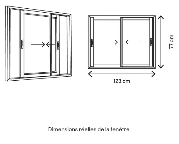 Fenêtre aluminium blanc coulissante 2 vantaux h.75 x l.120 cm - GoodHome - Brico Dépôt