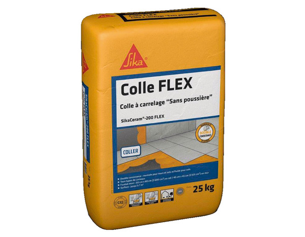 Colle sikaceram-200 flex à carrelage "sans poussière" - sac de 25 kg - Sika - Brico Dépôt