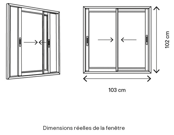 Fenêtre aluminium blanc coulissante 2 vantaux h.100 x l.100 cm - GoodHome - Brico Dépôt