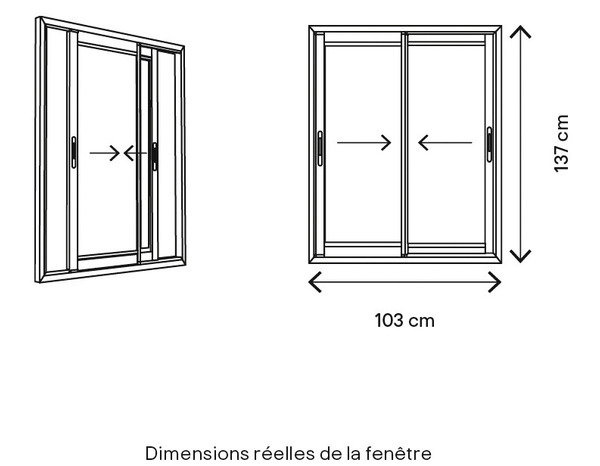Fenêtre aluminium gris coulissante 2 vantaux h.135 x l.100 cm - GoodHome - Brico Dépôt