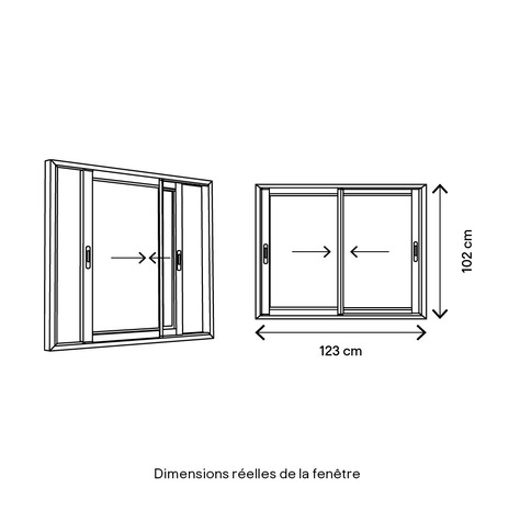 Fenêtre aluminium blanc coulissante 2 vantaux h.100 x l.120 cm - GoodHome - Brico Dépôt