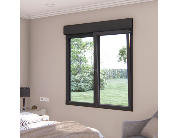 Fenêtre aluminium gris oscillo-battante 2 vantaux + volet roulant h.115 x l.100 cm - GoodHome - Brico Dépôt