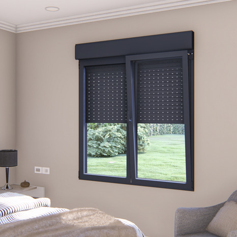Fenêtre aluminium gris oscillo-battante 2 vantaux + volet roulant h.125 x l.100 cm - GoodHome - Brico Dépôt