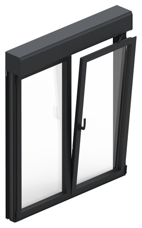 Fenêtre aluminium gris oscillo-battante 2 vantaux + volet roulant h.125 x l.100 cm - GoodHome - Brico Dépôt