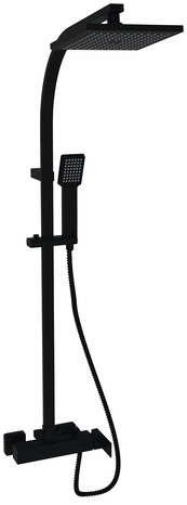 Colonne de douche mécanique CAYUGA noire, pomme de tête 20x20 cm, douchette main - Brico Dépôt