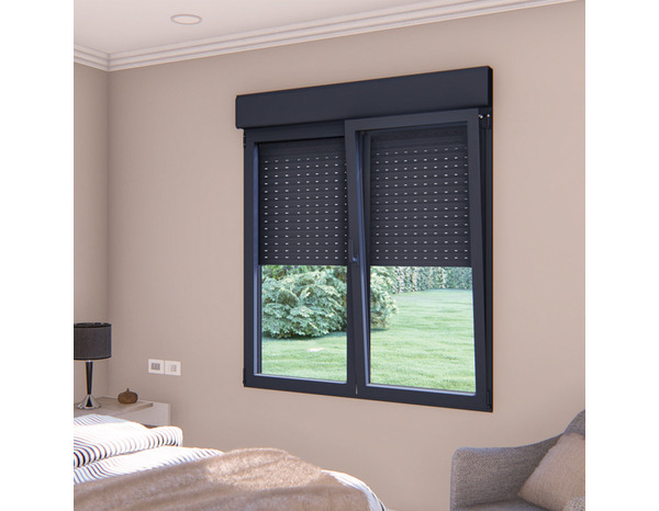 Fenêtre aluminium gris oscillo-battante 2 vantaux + volet roulant h.95 x l.100 cm - GoodHome - Brico Dépôt