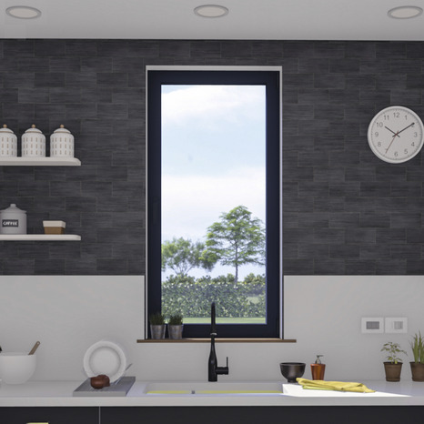 Fenêtre aluminium gris oscillo-battante 1 vantail gauche h.75 x l.60 cm - GoodHome - Brico Dépôt