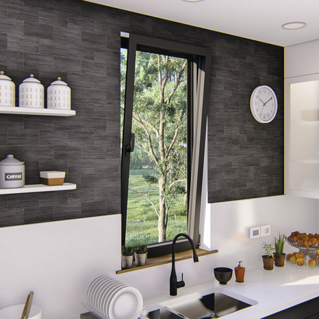 Fenêtre aluminium gris oscillo-battante 1 vantail gauche h.75 x l.60 cm - GoodHome - Brico Dépôt