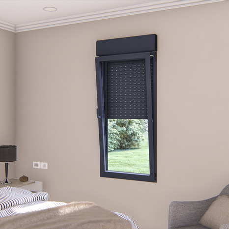 Fenêtre aluminium gris oscillo-battante 1 vantail gauche + volet roulant h.75 x l.60 cm - GoodHome - Brico Dépôt