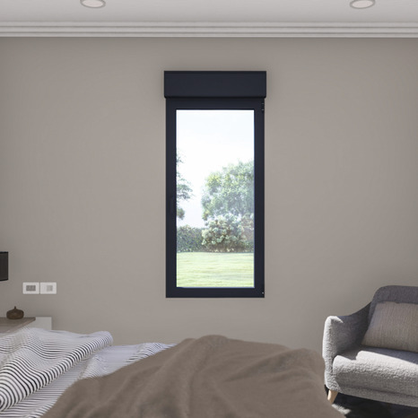Fenêtre aluminium gris oscillo-battante 1 vantail droit + volet roulant h.75 x l.60 cm - GoodHome - Brico Dépôt