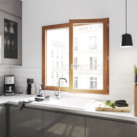 Fenêtre bois battante 2 vantaux H.135 x l.140 cm - GoodHome - Brico Dépôt