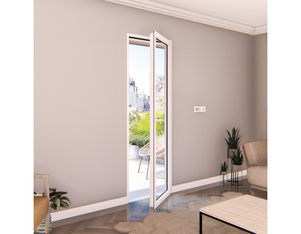 Porte-fenêtre aluminium blanc 1 vantail gauche H.205 x l.80 cm - GoodHome - Brico Dépôt