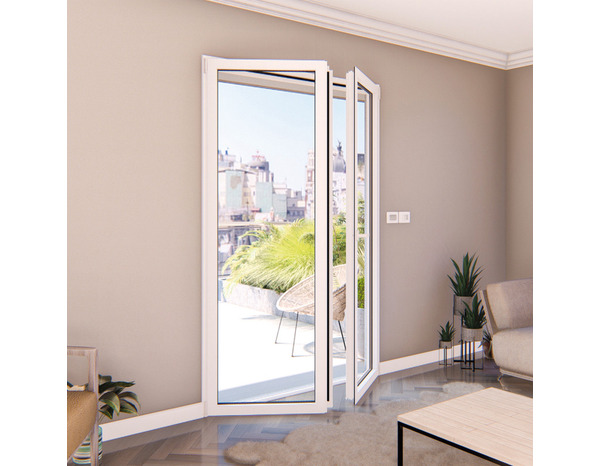 Porte-fenêtre aluminium 2 vantaux H. 205 x l. 100 cm - GoodHome - Brico Dépôt