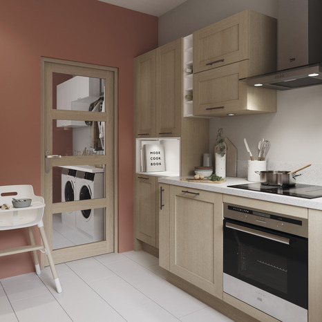 Bloc-porte Connemara vitre, chêne - gauche - 73 cm - GoodHome - Brico Dépôt