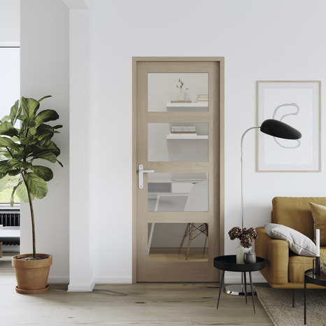 Bloc-porte Connemara vitre, chêne - gauche - 73 cm - GoodHome - Brico Dépôt