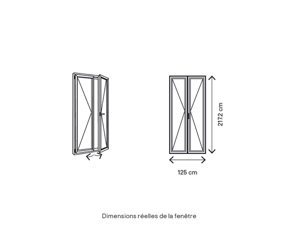 Porte-fenêtre bois 2 vantaux H.215 x l.120 cm - GoodHome - Brico Dépôt