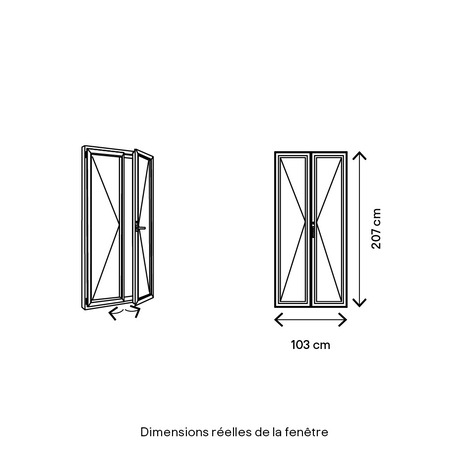 Porte-fenêtre aluminium 2 vantaux H. 205 x l. 100 cm - GoodHome - Brico Dépôt