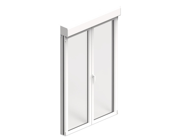 Porte-fenêtre aluminium blanc 2 vantaux + volet roulant H.215 x l.140 cm - GoodHome - Brico Dépôt