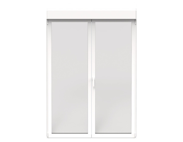 Porte-fenêtre aluminium blanc 2 vantaux + volet roulant H.215 x l.140 cm - GoodHome - Brico Dépôt