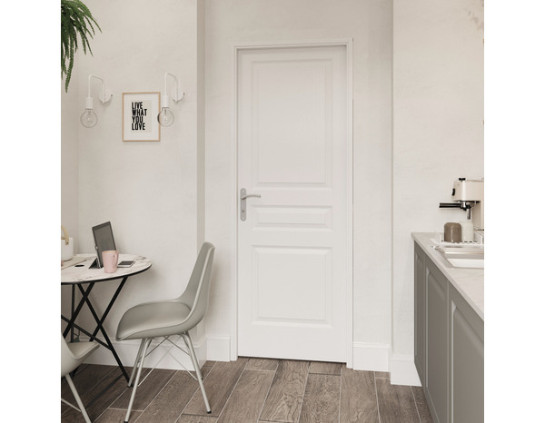 Bloc-porte 3 panneaux droite "Ordesa" blanc - L. 83 cm - Brico Dépôt