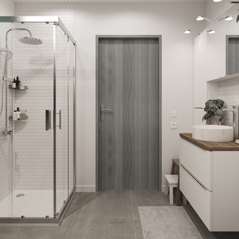 Bloc-porte "Alpille" chêne gris réversible - 83 x l. 83 cm - Brico Dépôt