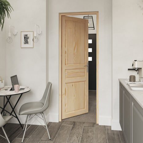 Bloc-porte "Ordesa" 3 panneaux PIN gauche - 83 cm - Brico Dépôt