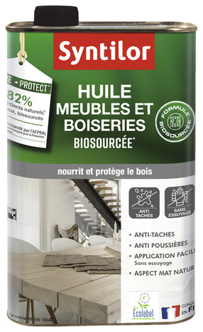 Huile meubles et boiseries incolore mat 0,5L - Syntilor - Brico Dépôt