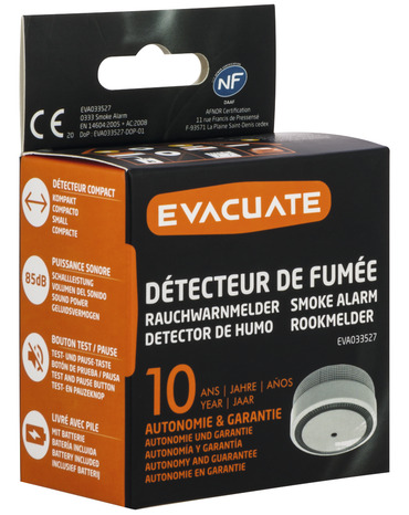 Détecteur de fumée DAAF NF  - Evacuate - Brico Dépôt