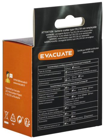 Détecteur de fumée DAAF NF  - Evacuate - Brico Dépôt