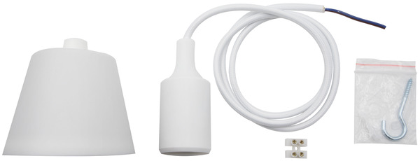 Suspension plastic blanc E27 IP20 - L. 1 m - Brico Dépôt