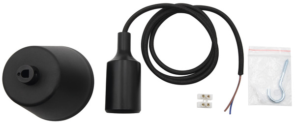 Suspension "Pavillon" noire E27 IP20 en plastique - L. 1 m - Brico Dépôt