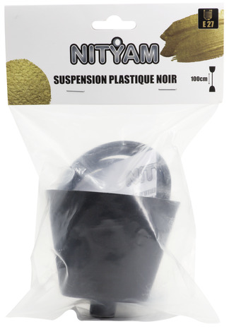 Suspension "Pavillon" noire E27 IP20 en plastique - L. 1 m - Brico Dépôt