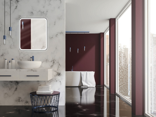 Miroir LED CHICAGO encadrement noir mat L. 60 x H. 70 cm - Brico Dépôt