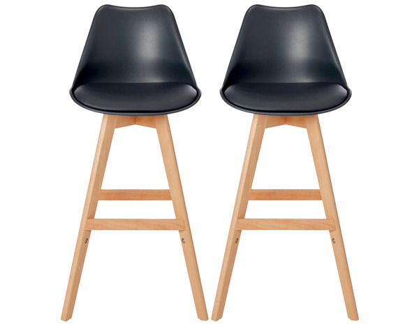 Lot de 2 tabourets de bar "Brina" noirs - Cooke and Lewis - Brico Dépôt