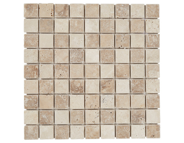 Mosaïque Travertin pierre naturelle beige - l. 30,5 x L. 30,5 cm - Carreaux 3 x 3 cm - GoodHome - Brico Dépôt