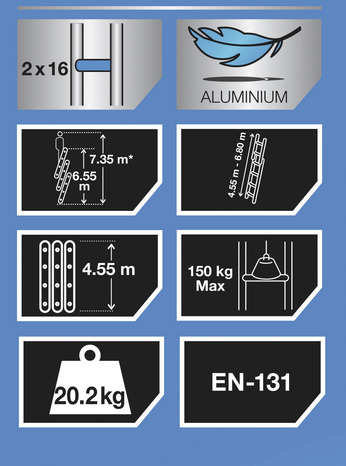 Échelle coulissante à corde 2x16 - 7,35 m - Mac Allister - Brico Dépôt