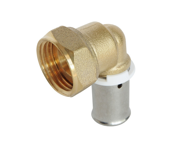 Raccord coudé à sertir pour tube PER Ø12 - coude écrou tournant 15/21 (1/2") - Somatherm - Brico Dépôt