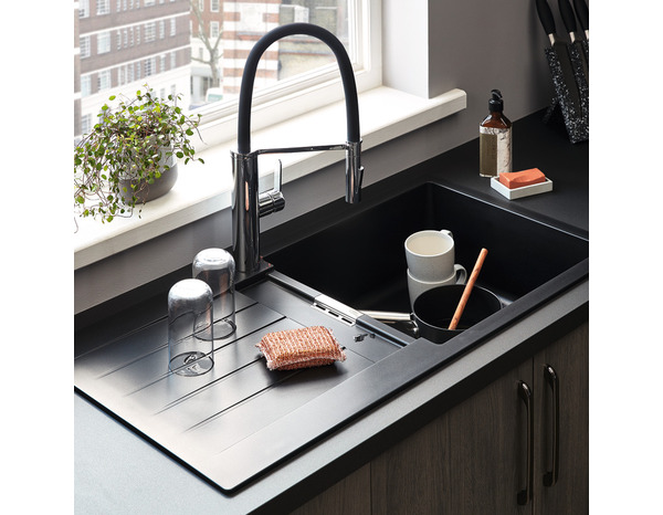 Évier composite de quartz noir "Galvani" - 1 cuve - Cooke and Lewis - Brico Dépôt
