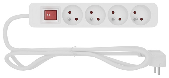 Bloc multiprise 4 prises avec protection 1 m + Interrupteur - Brico Dépôt